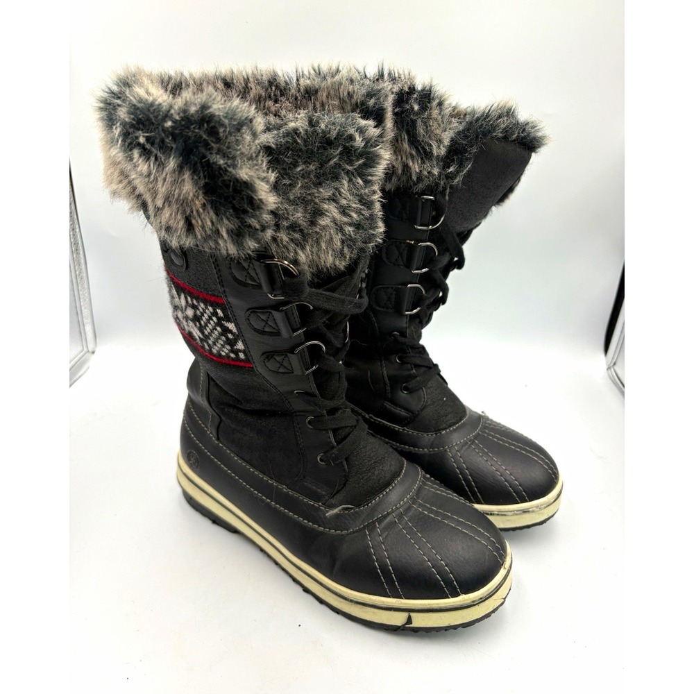 Northside Snow Boots Black Lace-Up Faux Fur Lined Mid-Calf Women's US Size 8